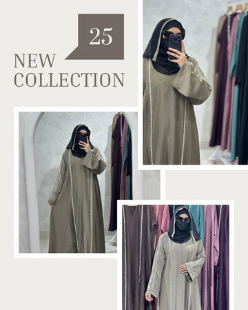 Plated Stone Lace Abaya