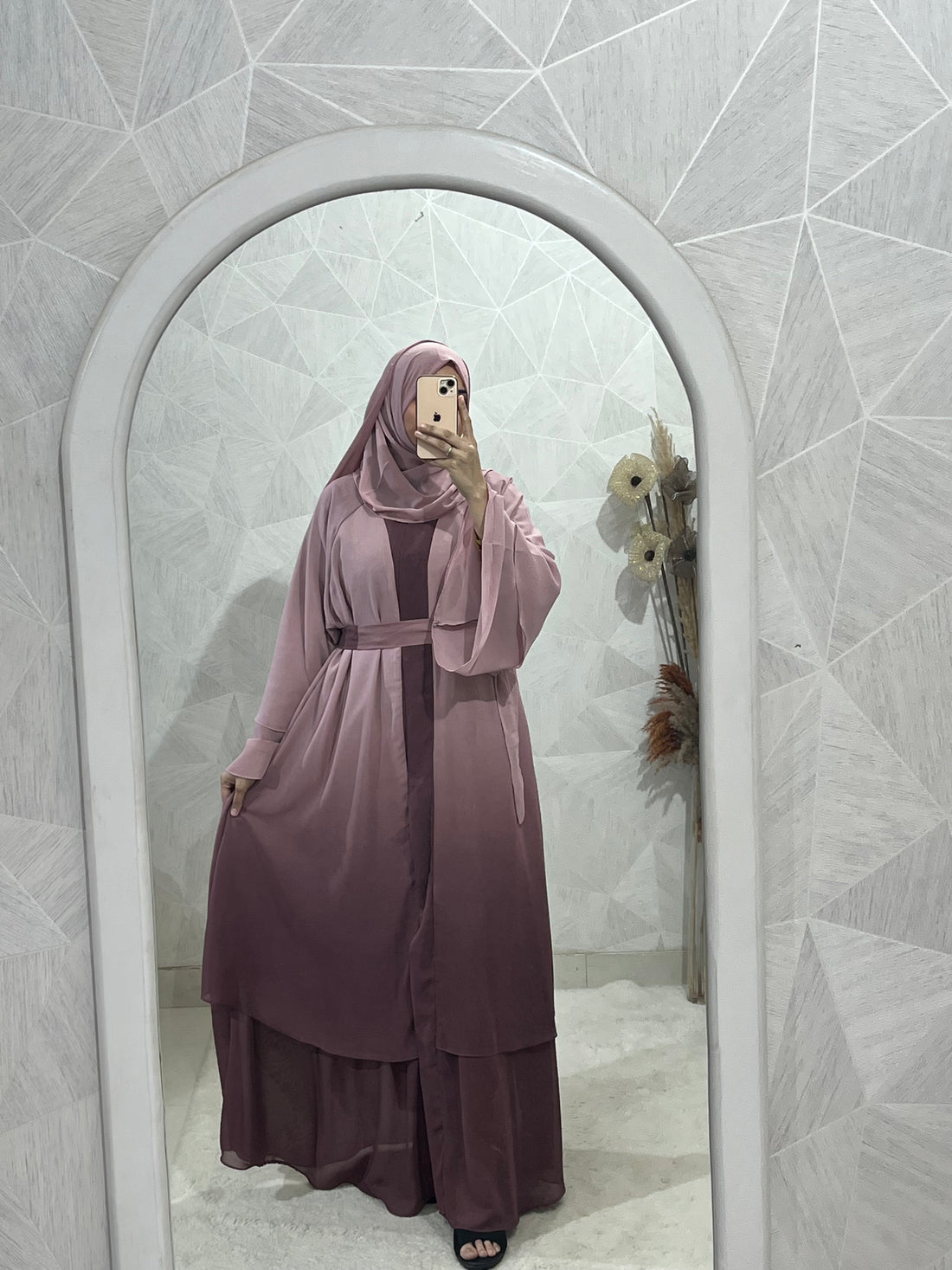 Large Flared Double Layer Abaya