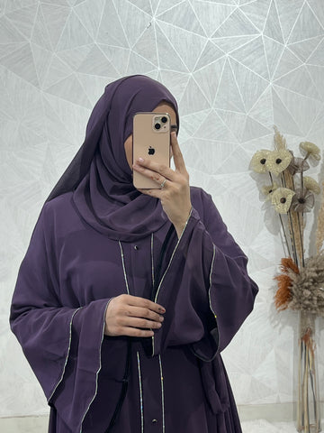Purple Royal Elegance Front Open Abaya