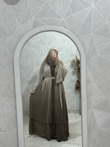 Large Flared Double Layer Abaya