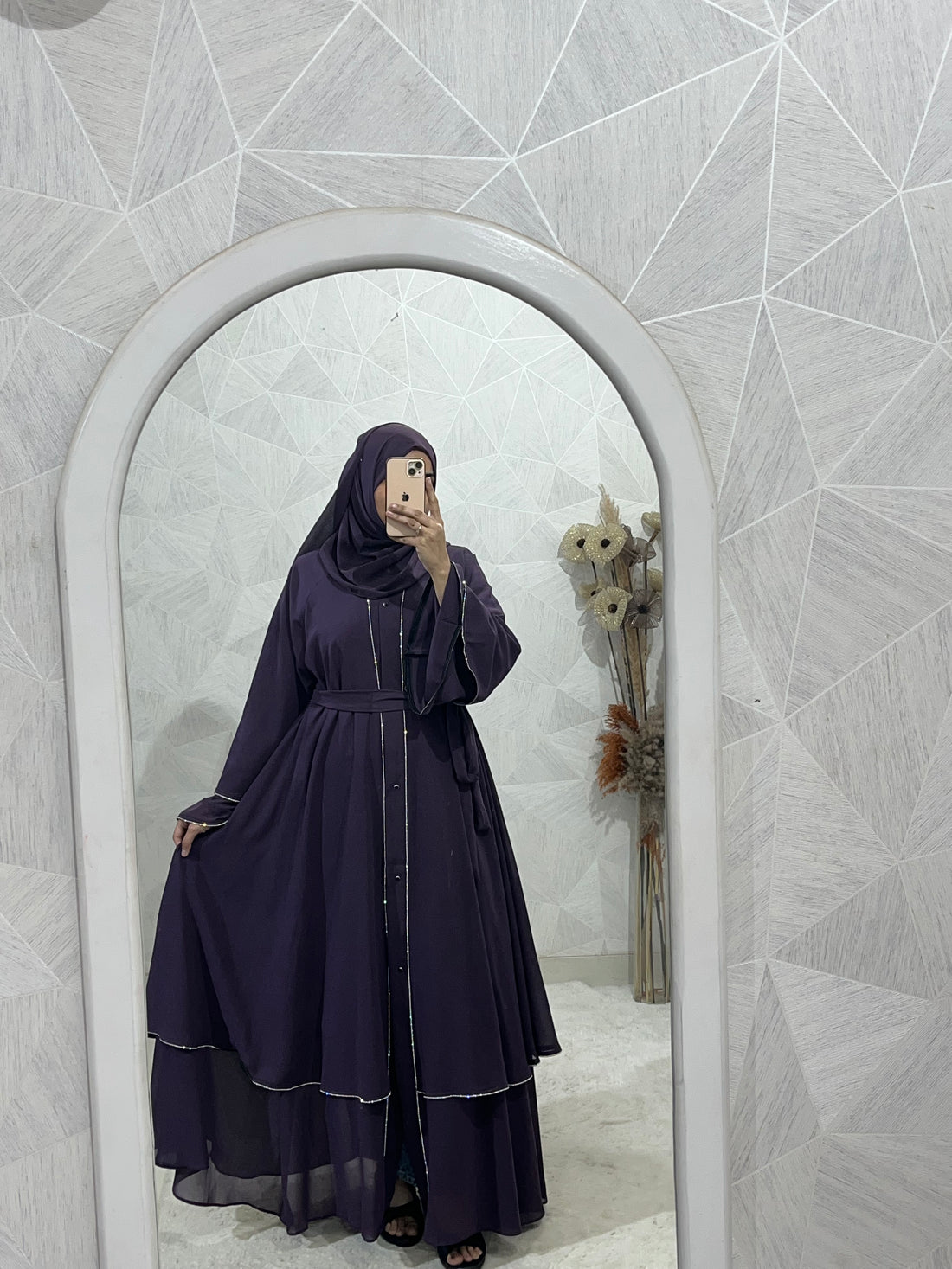 Purple Royal Elegance Front Open Abaya