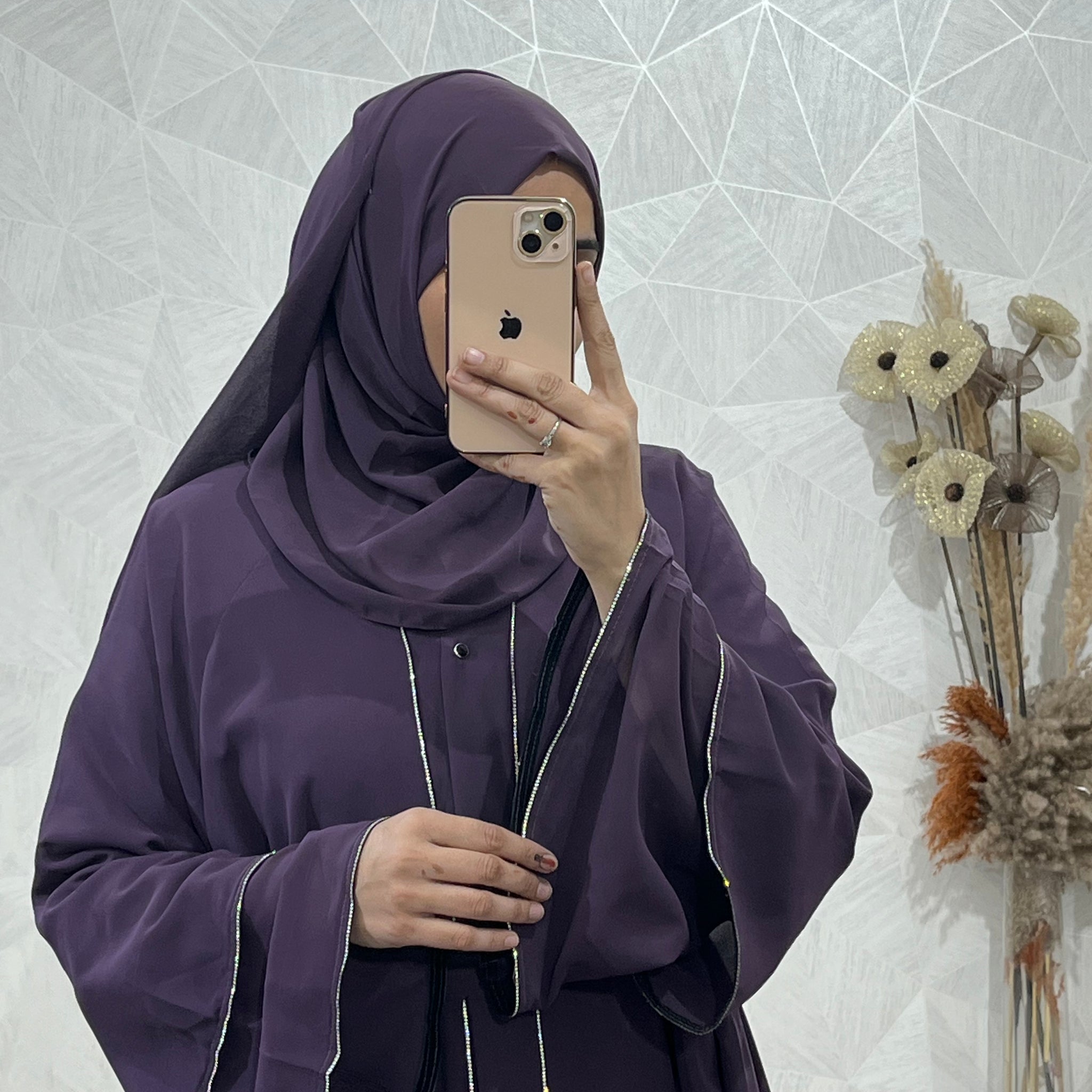 Purple Royal Elegance Front Open Abaya