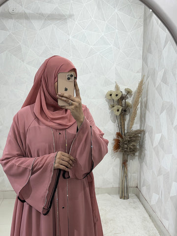Pink Royal Elegance Front Open Abaya
