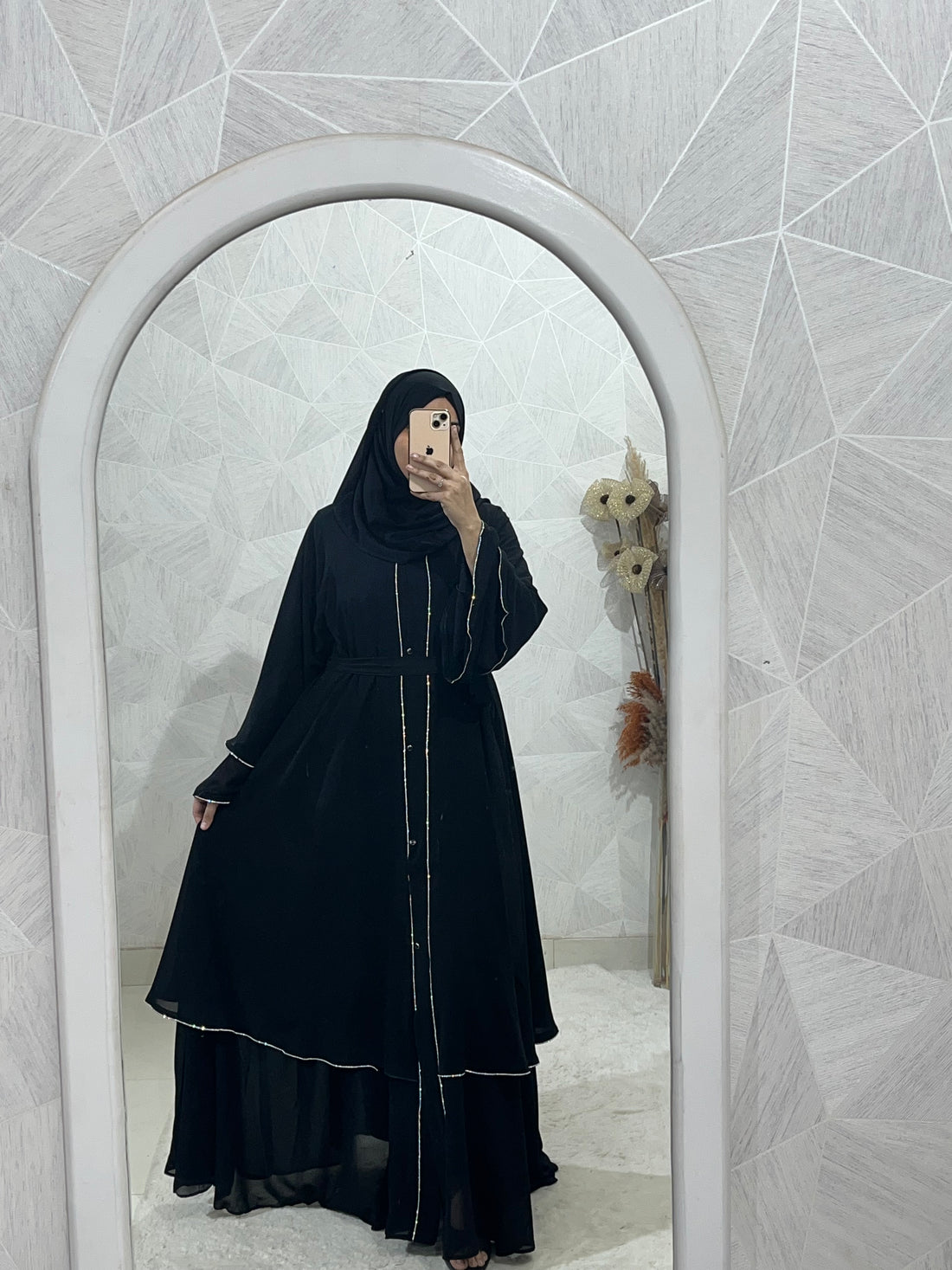 Black Royal Elegance Front Open Abaya
