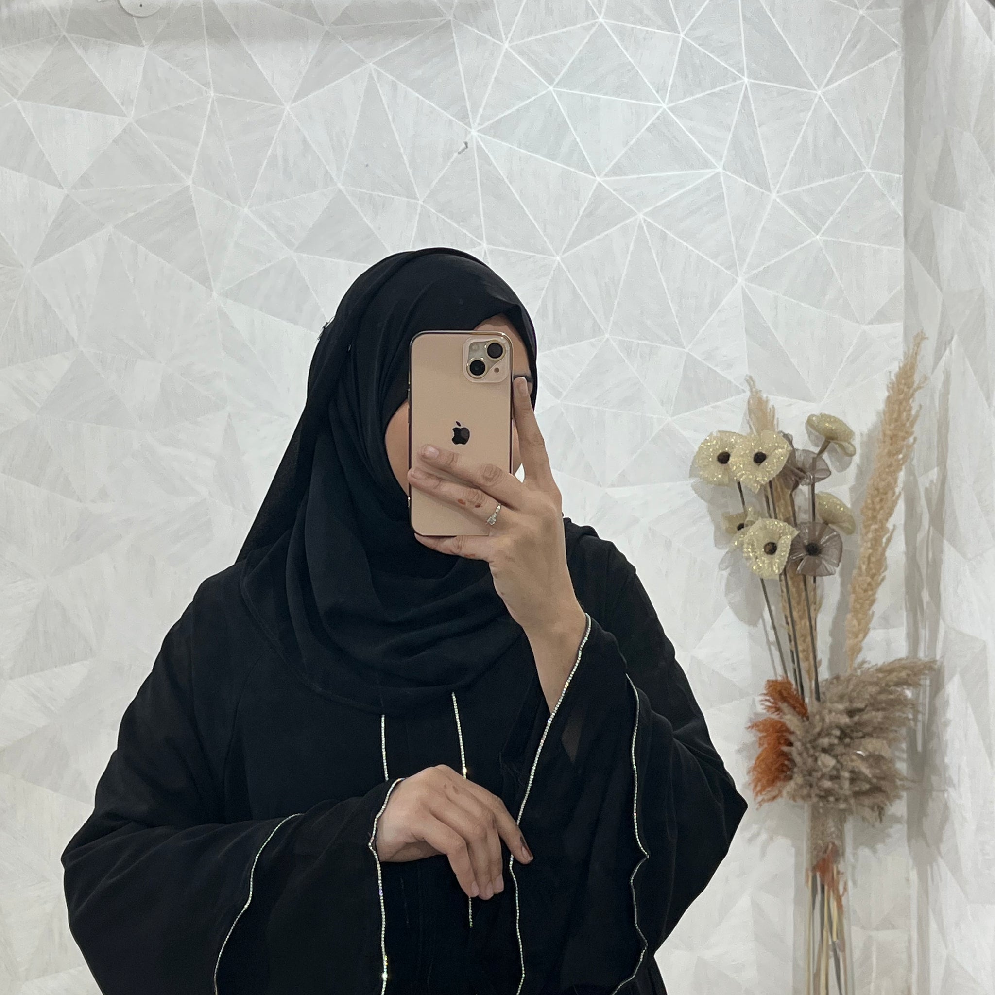 Black Royal Elegance Front Open Abaya