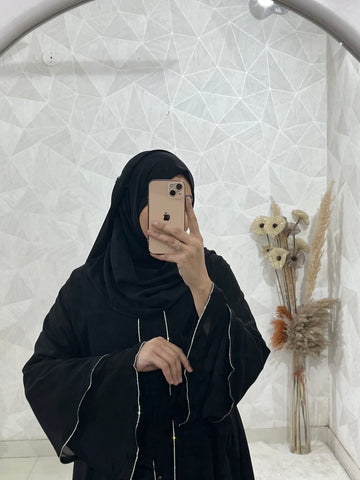 Black Royal Elegance Front Open Abaya